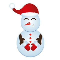 Snowman with red cap isolated on white background. Flat design. Vector illustration.