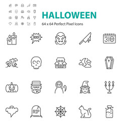 set of halloween icons, ghost, scary