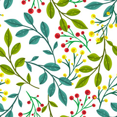 Vector illustration. Autumn leaves, light  background, seamless pattern
