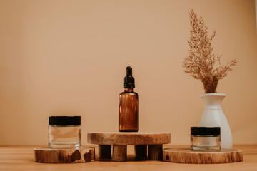 Product placement, cosmetics containers and copy space