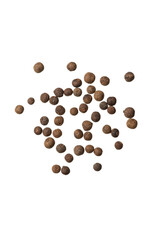 macro photo of allspice seeds on a white isolated background.