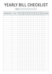 Yearly Bill Checklist
