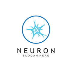nerve cell logo or neuron logo with vector template