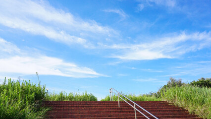 Fototapeta na wymiar 響灘北緑地のレンガ階段