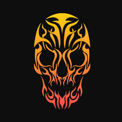 Illustration vector graphics of tribal head face skull burning