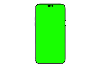 Smartphone frameless mockup. Studio shot of green screen smartphone with blank screen for Infographic Global Business web site design app, Content for technology - Clipping Path.