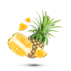 Fototapeta na wymiar Fresh pineapple isolated on transparent background (.PNG)