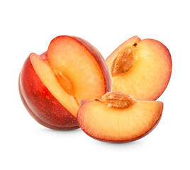 Fresh Red plum isolated on transparent background (.PNG)