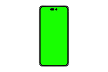 Smartphone frameless mockup. Studio shot of green screen smartphone with blank screen for Infographic Global Business web site design app, Content for technology - Clipping Path.