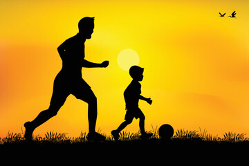 cute father and son silhouette graphic