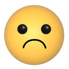 3D illustration. Unhappy emoticon. Facial expression on transparent background.

