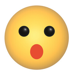3D illustration. Surprise emoticon. Facial expression on transparent background.