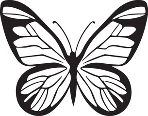 bella silueta de una mariposa aislada en fondo blanco (vector) - obrazy, fototapety, plakaty