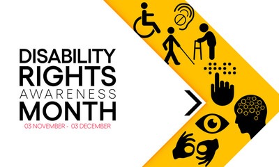 Disability Rights awareness month is observed every year from November 3 to December 3, Vector illustration