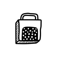 The black bag icon symbol, in a hand-drawn style, is perfect as an additional element to your design