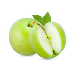 Fresh green apple isolated on transparent background (.PNG)
