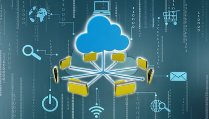 3d rendering Cloud computing concept, Cloud internet technology concept background, Cloud computing and network data Storage concept