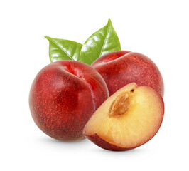 Fresh Red plum isolated on transparent background (.PNG)