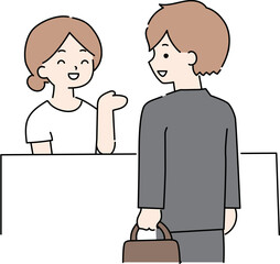 クリニックの受付イラスト　仕事帰り