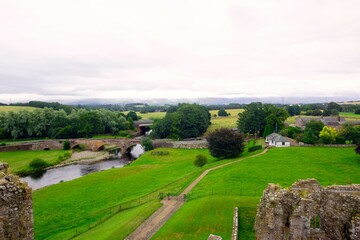 Fototapeta na wymiar Aerial view of Brough, from Brough Castle, Cumbria. England.