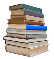 Ten books stacked isolated on transparent background