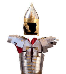 Photo of an ancient Knights armour isolated on transparent background