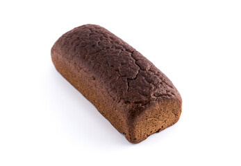 brown rye bread isolated on white background