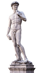View of the David of Michelangelo isolated on transparent background