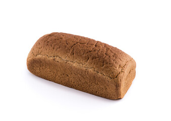 brown rye bread isolated on white background
