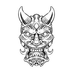 Obraz premium Japanese traditional oni mask sketch