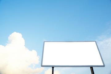 Empty billboard on sky with transparent surface