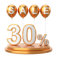 3D thirty percent sale. 30% sale. Sale decoration.