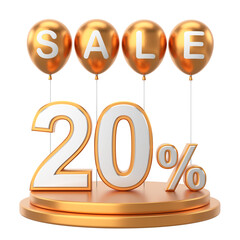 3D twenty percent sale. 20% sale. Sale decoration.