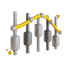 3D illustration candle stick   bitcoin chart