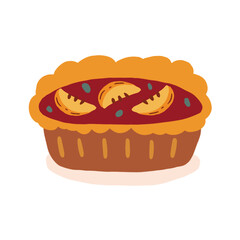 Sweet piece of pumpkin pie. homemade baking. 