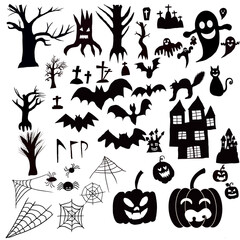Fototapeta premium halloween icon pumpkin vegetables with bat and ghost banner vector illustration
