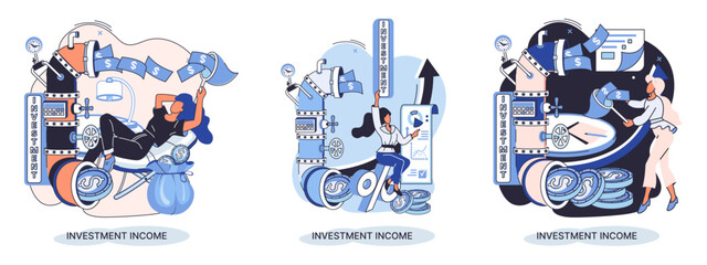 Investment, saving money and finance growth business concept metaphor. Analyzes charts and indicators of income growth. Investment income from securities and other non-commercial investments dividends