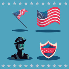 flat veterans day icons