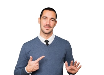Friendly young man doing a gesture of keep calm