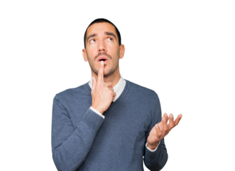 Amazed young man looking gesture