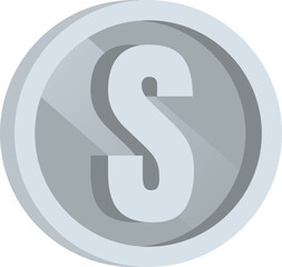 Shiny Silver Coin Vector Illustration