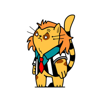 illustration of a cat with a tie transparent image