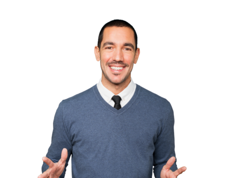 Friendly young man doing a gesture of admiration