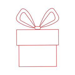 Gift in a box with a bow. Vector Christmas drawing of holiday decor elements on a white background.