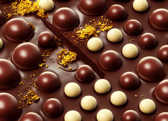 Obraz na płótnie Canvas Tasty Chocolate Background Wallpaper with various chocolates