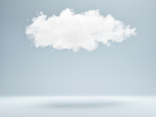 White cloud with shadow  on the blue background, 3d illustration