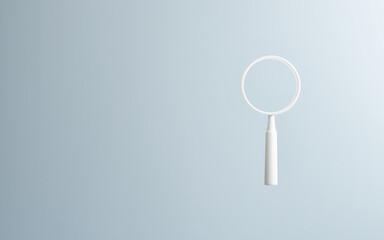 3D render illustration of white magnifying glasses.