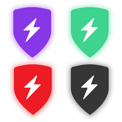 Purple, green, red, black power, battery icon, simple icon, business icon glossy icons set