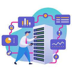 Server maintenance with monitoring tools. Managed server service solution. IT infrastructure monitoring and maintenance.