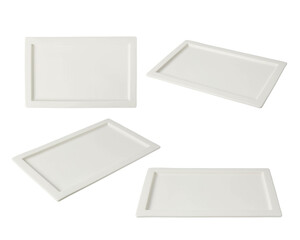 Set ceramic square plate. Isolated on white background.